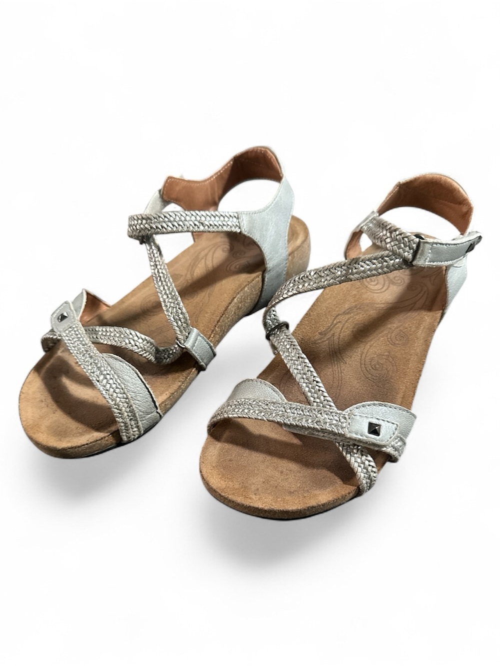 Taos Footwear Women's Silver Braided Slingback Sandals